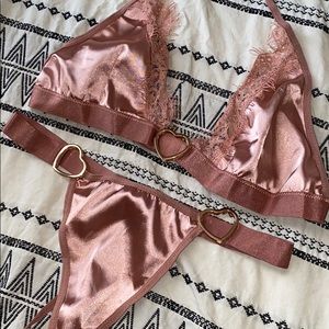 SHEIN: Satin Pink Lingerie Top + Bottom